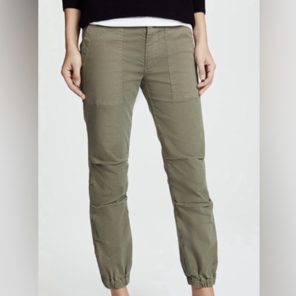 Nili Lotan Cropped Military Twill Pants Size 2 Green Made In USA